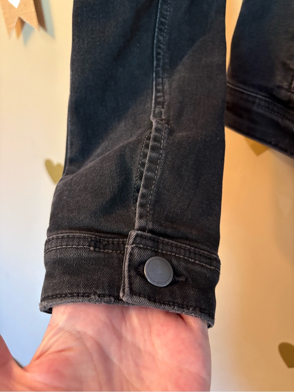 EDC Distressed Black Denim Jacket | Size S - Picture 8 of 13